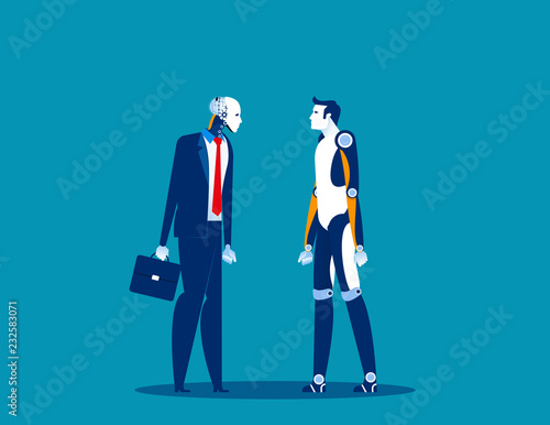Technological innovation. Concept business vector, Future, Robot, Human.