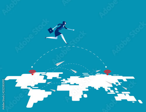 Great business technology leap forward. Concept business vector illustration, Innovation, Jump, Successful.
