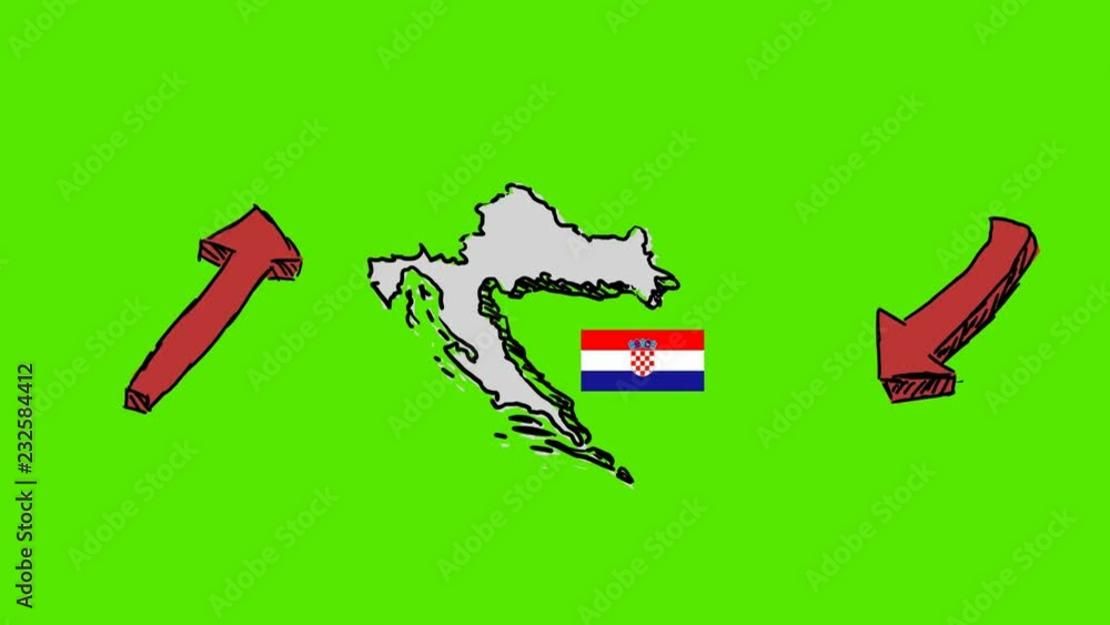 Croatia - Hand Drawn Animation - 2D Drawing Croatia - Hand Drawn Animation - 2D Drawing