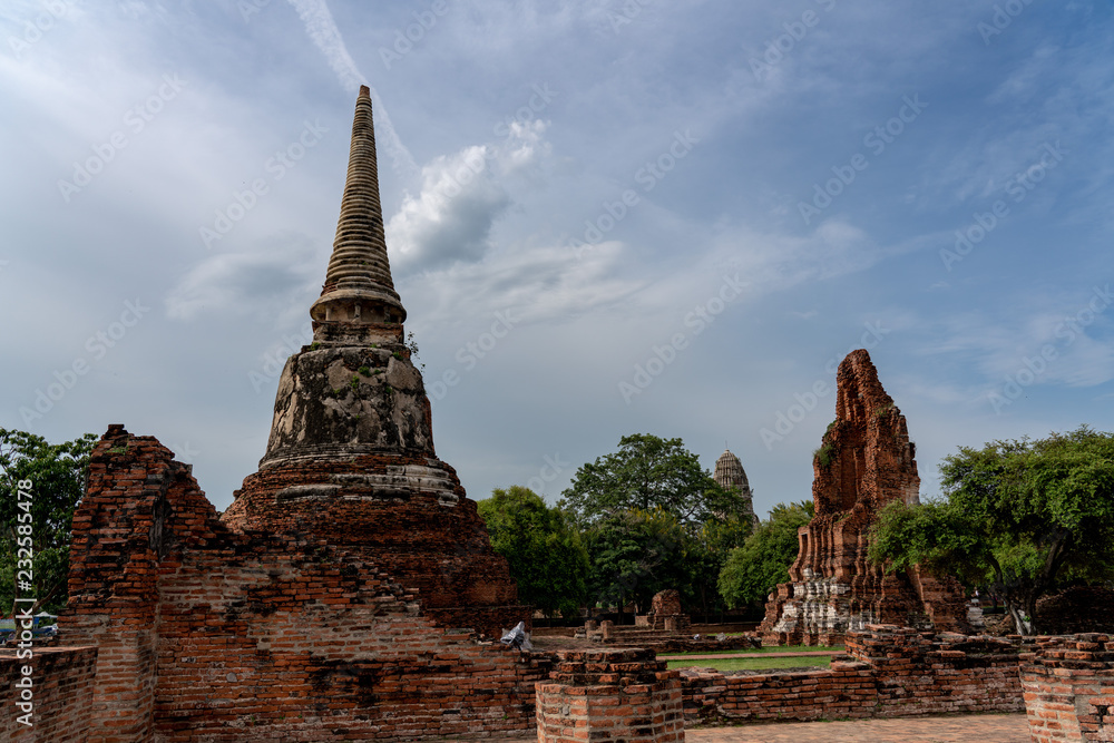 Ruined Pagoda at Wat Phra Mahathat, Ayutthaya histrorical park, Thailand