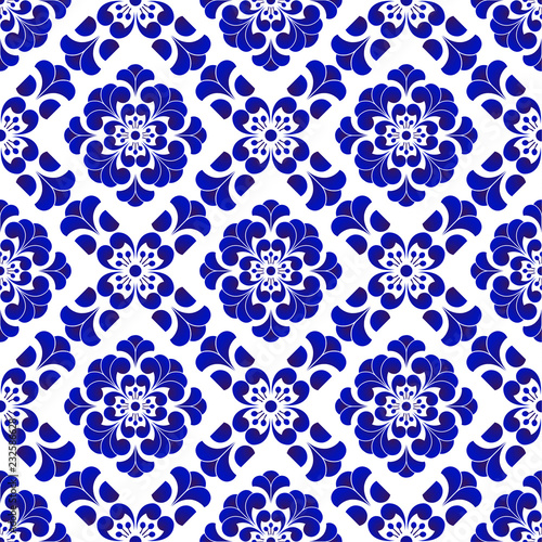 blue and white flower pattern