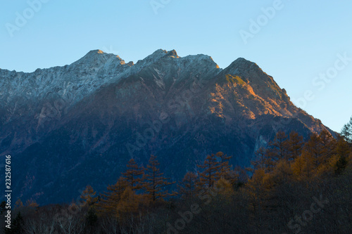 長野県 大正池からみる穂高連峰の山並み