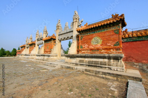 Dragon and Phoenix Gate landscape architecture in the Eastern Tombs of the Qing Dynasty, China...