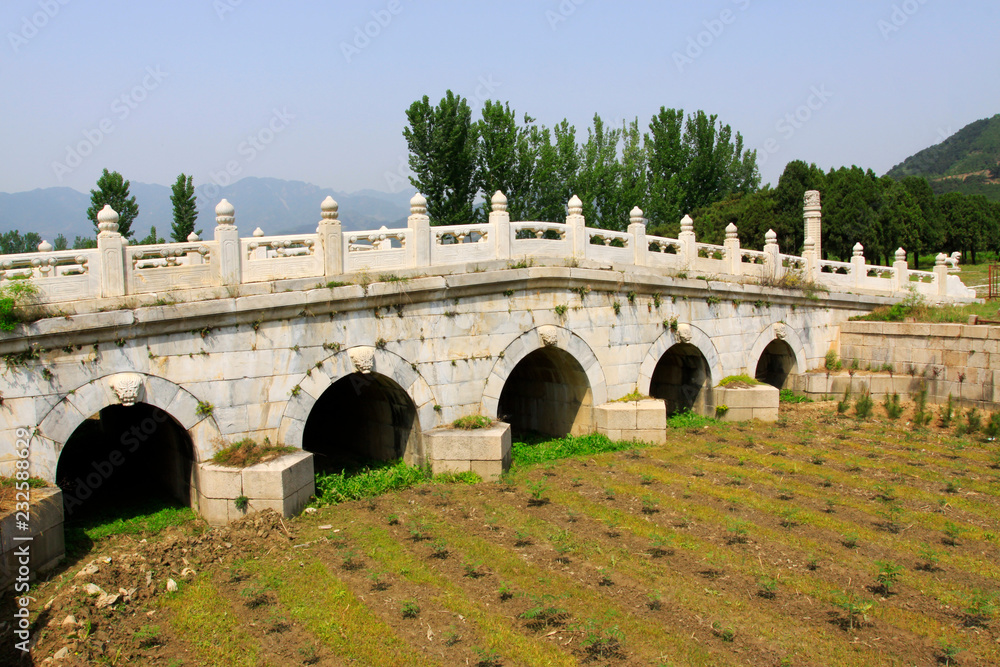 Fototapeta premium ancient China stone bridge landscape architecture in the Eastern Tombs of the Qing Dynasty, China...
