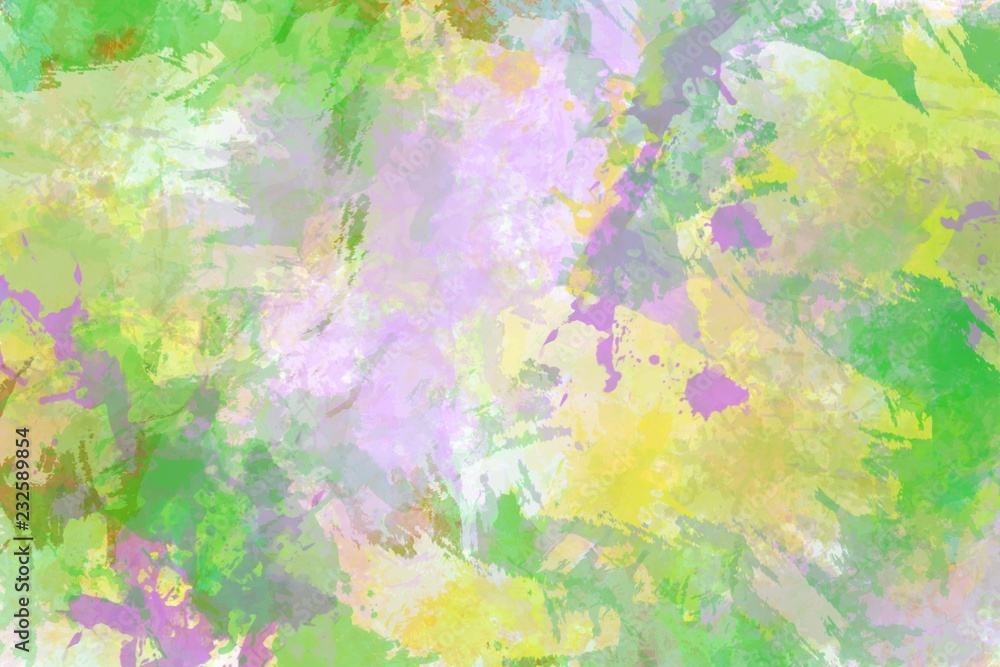 Fototapeta premium Abstract hand painted splash and sponged artwork on crumpled paper texture in bright colors, for background