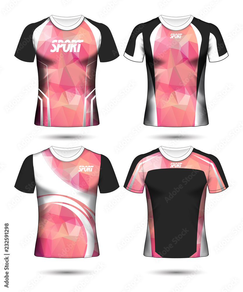 Set of Soccer sport t-shirt layout design poly template and polo shirt vector illustration Set of Soccer sport t-shirt layout design poly template and polo shirt vector illustration