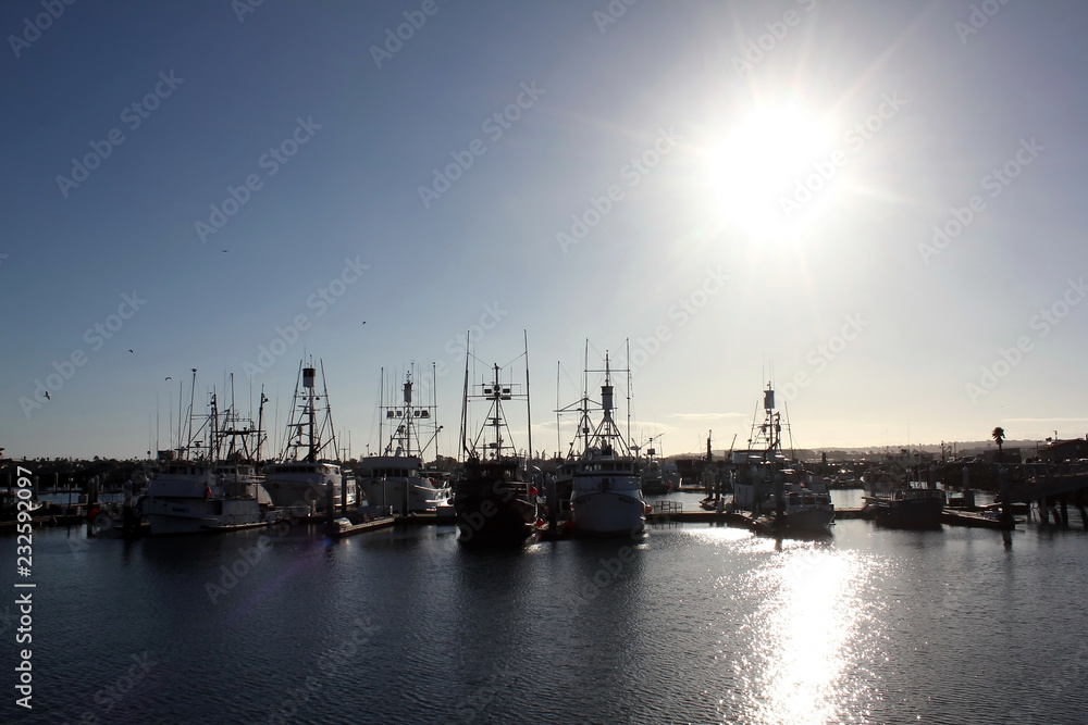 Harbor port for ship or Ark at Los Angeles, USA. Travel for sight-seeing of City View. 