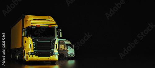 The truck is on a black background.