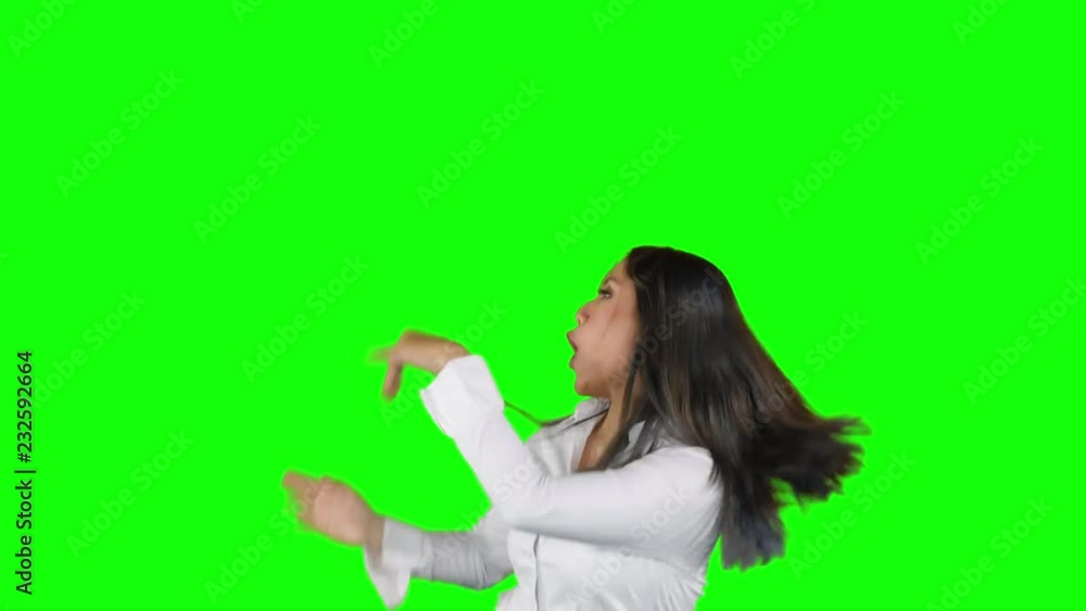 Beautiful female dancer dancing in the studio with business suit. Shot in 4k resolution with green screen background Beautiful female dancer dancing in the studio with business suit. Shot in 4k resolution with green screen background