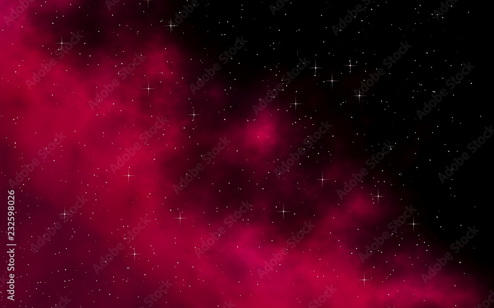 Naklejka premium Colorful and beautiful space background. Outer space. Starry outer space texture. Templates, red background. 3D illustration