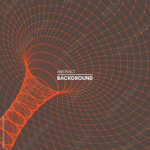 Abstract tunnel grid. 3d vector illustration. Can be used as digital dynamic wallpaper, technology background.