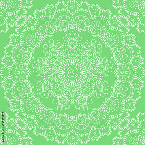 Seamless pattern with mandala ornament. Hand drawn illustration