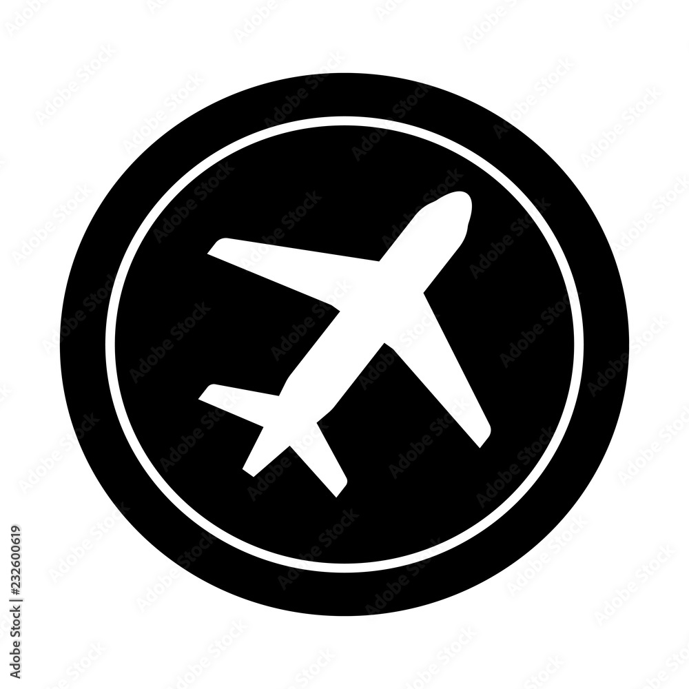 Airplane monochrome icon vector