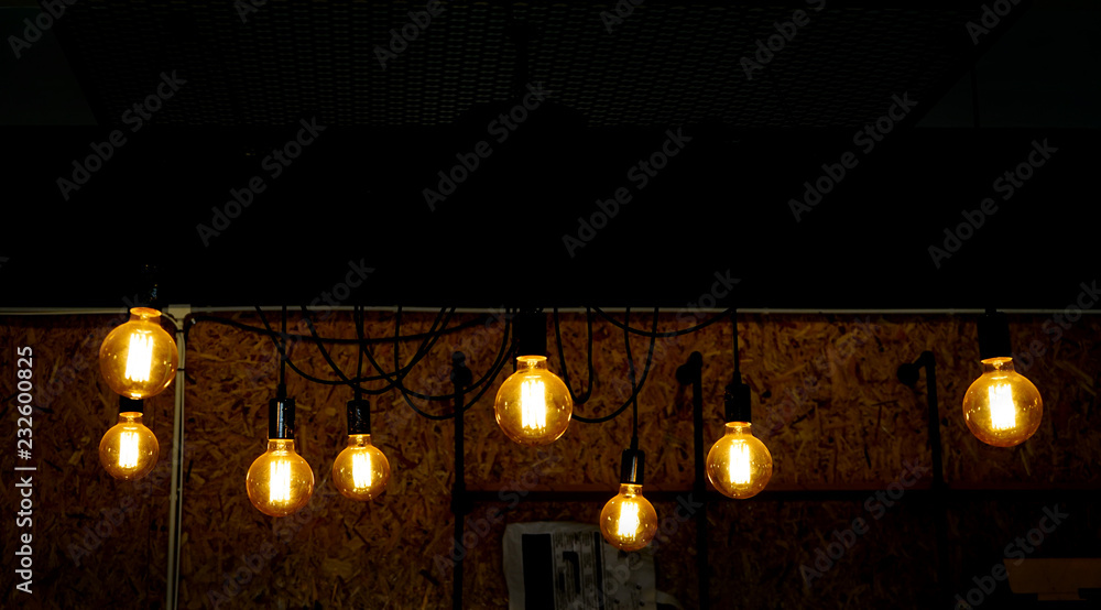  Party lamp hanging .Background dark lighting      
