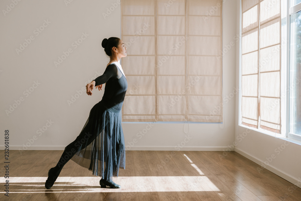 Young professional dancer practicing in a studio Young professional dancer practicing in a studio