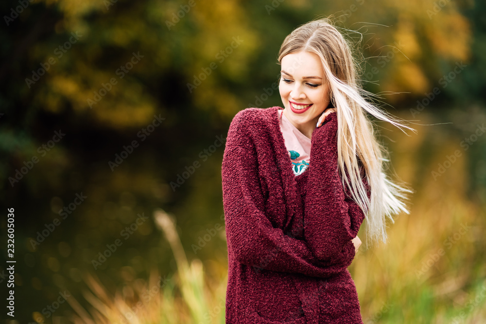 Portrait young beautiful girl outdoors, lonely woman Portrait young beautiful girl outdoors, lonely woman