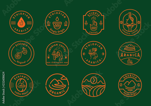 Ethiopia coffee line badge design