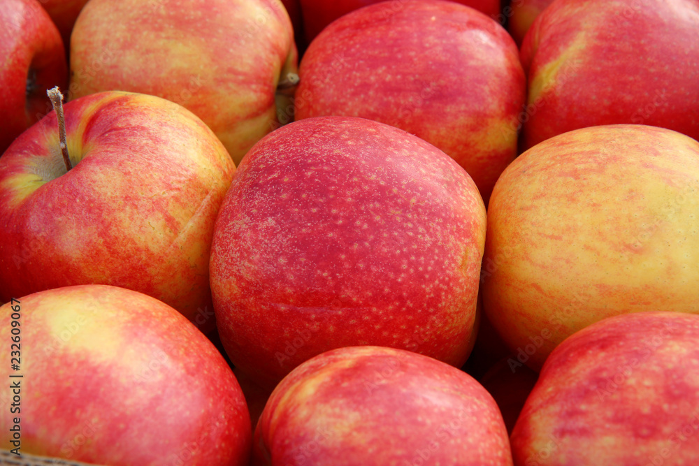 Red ripe apples on the counter market Red ripe apples on the counter market