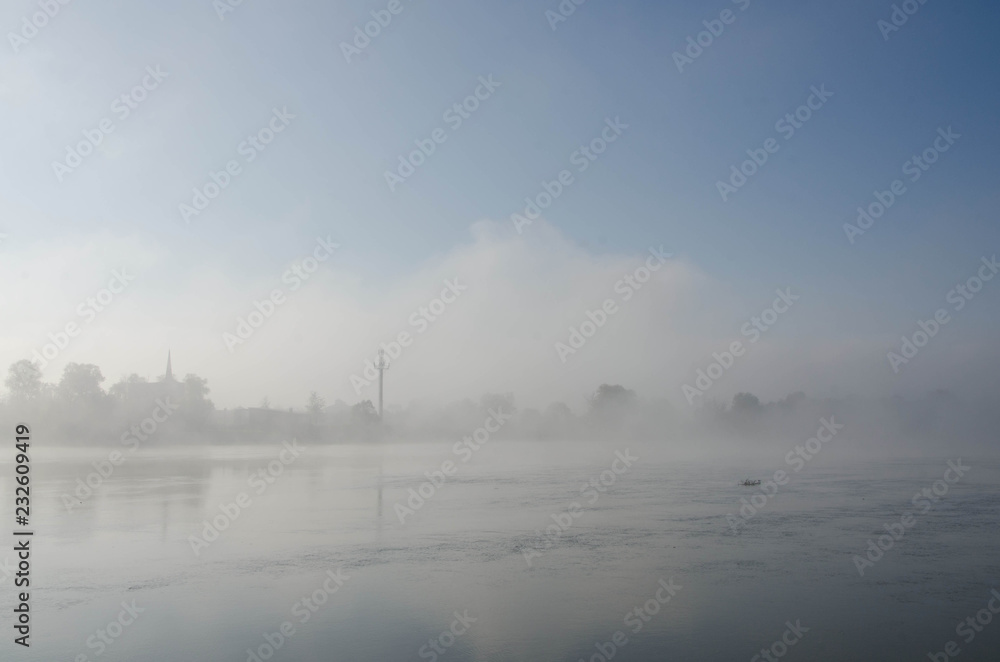 fog over river
