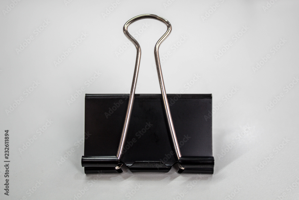 Black Paper clip on white background , Binder clip Black Paper clip on white background , Binder clip