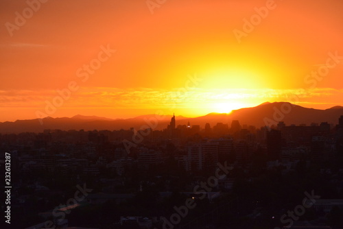 sunset clouds and cityscape