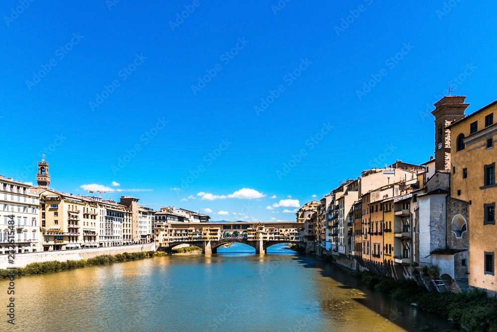 View over Arno rive on Ponte Vecchio