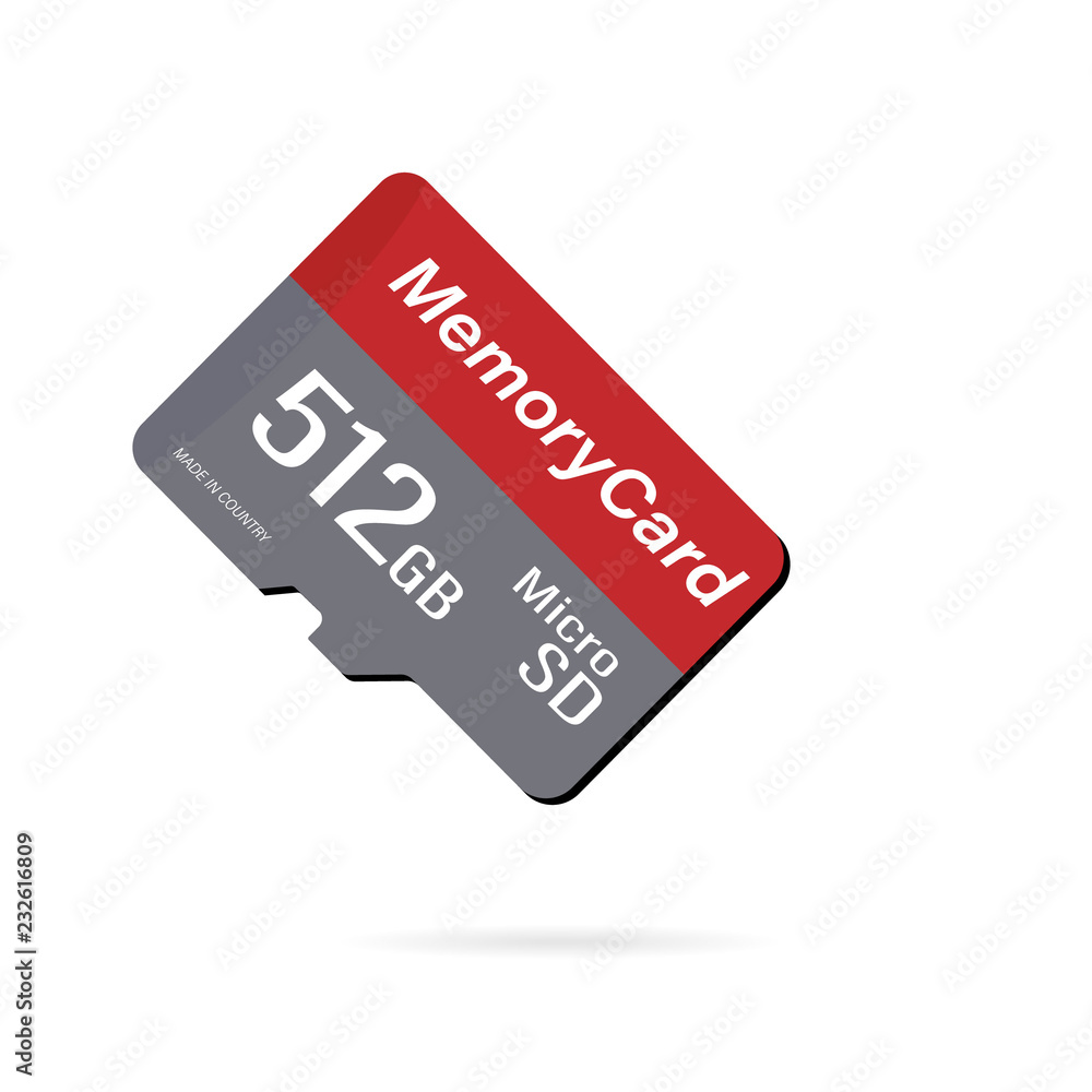 Memory Card Micro SD. 512 GB. Vector stock illustration. Realistic