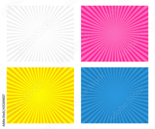 set colored Retro rays comic background raster gradient halftone pop art style © SMUX