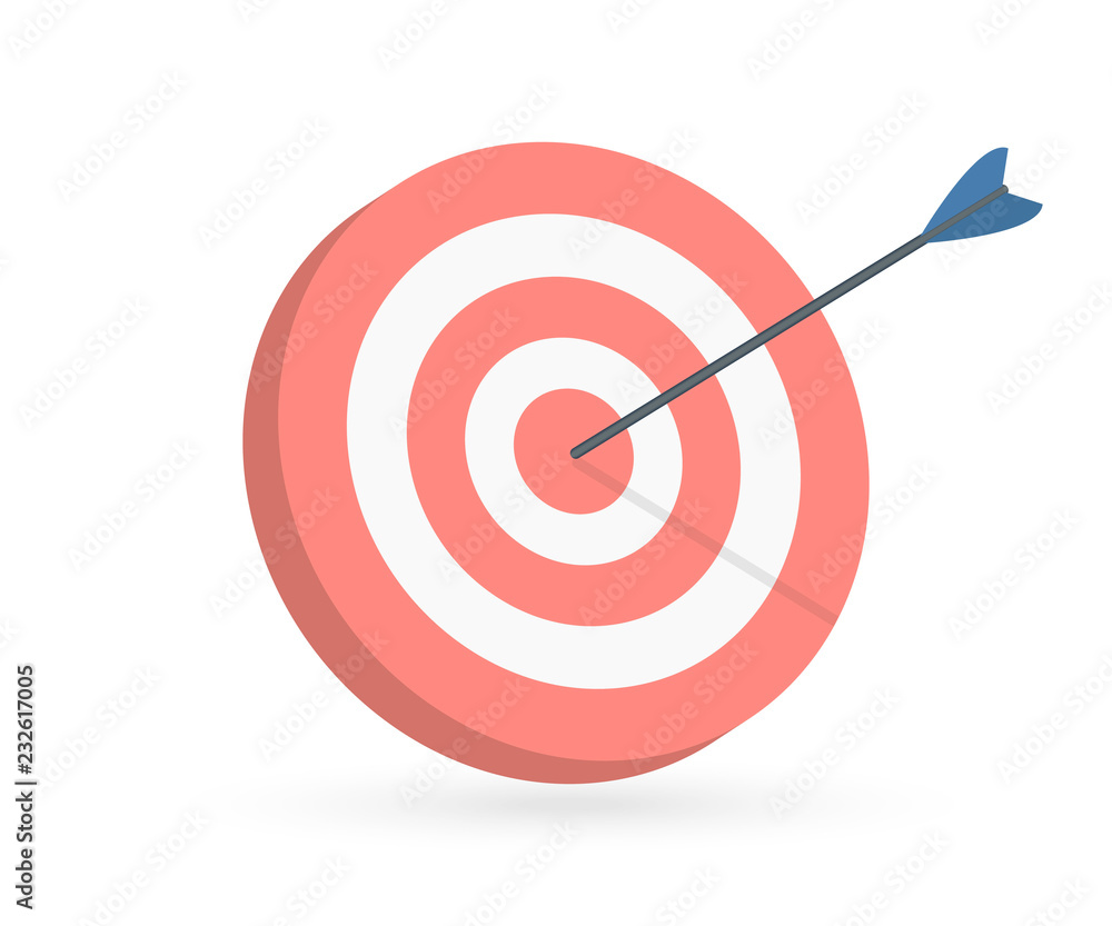 Illustration of a target with an arrow.Goal achieve concept. Illustration of a target with an arrow.Goal achieve concept.