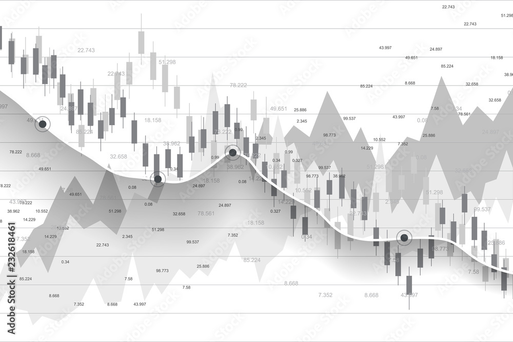 Stock market and exchange. Business Candle stick graph chart of stock market investment trading. Stock market data. Bullish point, Trend of graph. Vector illustration
