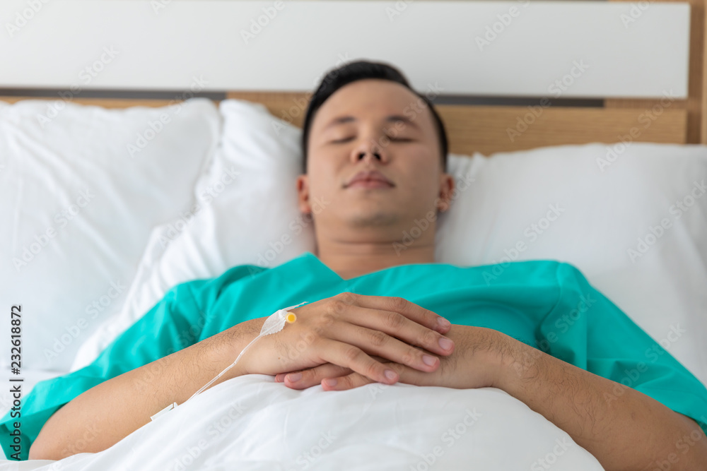 patient in men sleeping for saline patient in men sleeping for saline