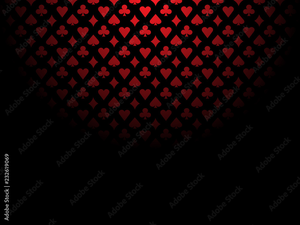 Naklejka premium Card suits red black pattern shadow