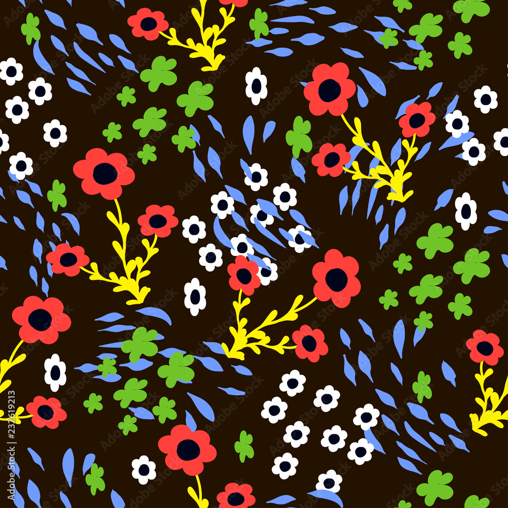 Colorful floral ornament over a dark brown color
