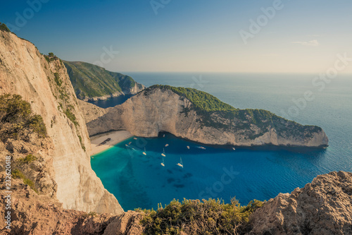 Fototapeta Naklejka Na Ścianę i Meble -  Famous shipwreck on Navagio Beach, Zakynthos - Zante, Greece