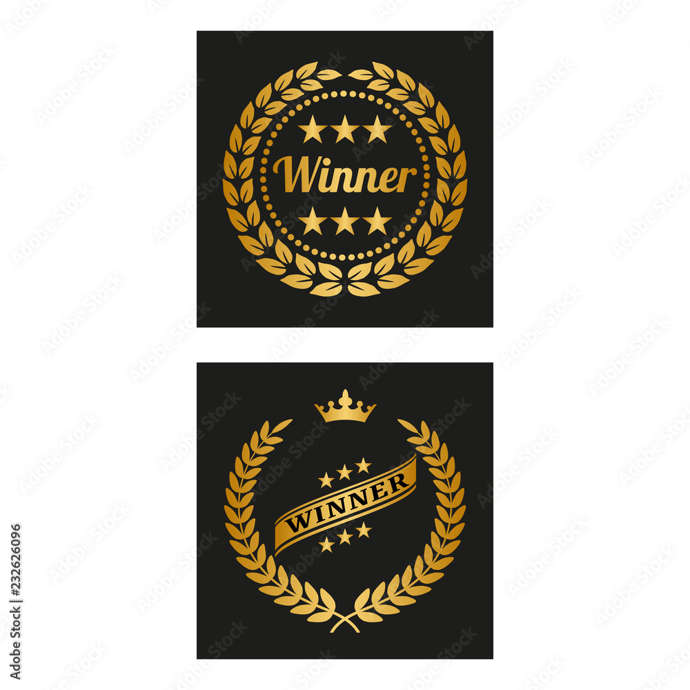Winner laurel wreath in two versions. Winner laurel wreath in two versions.