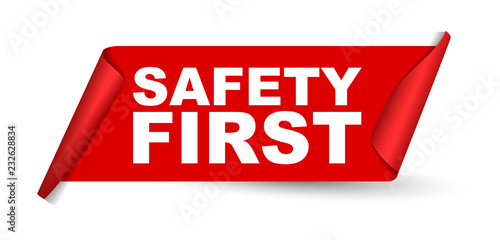 red vector banner safety first