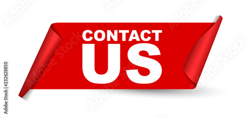 red vector banner contact us