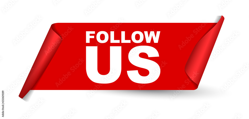 red vector banner follow us red vector banner follow us