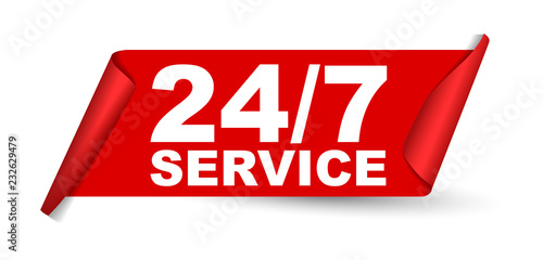red vector banner 24/7 service