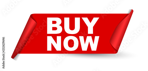 red vector banner buy now
