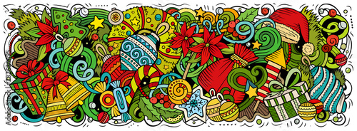 Fototapeta 2019 gryzmoły poziomej ilustracji. Plakat obiektów i elementów nowego roku