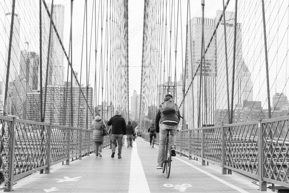 People on Brooklyn bridge  