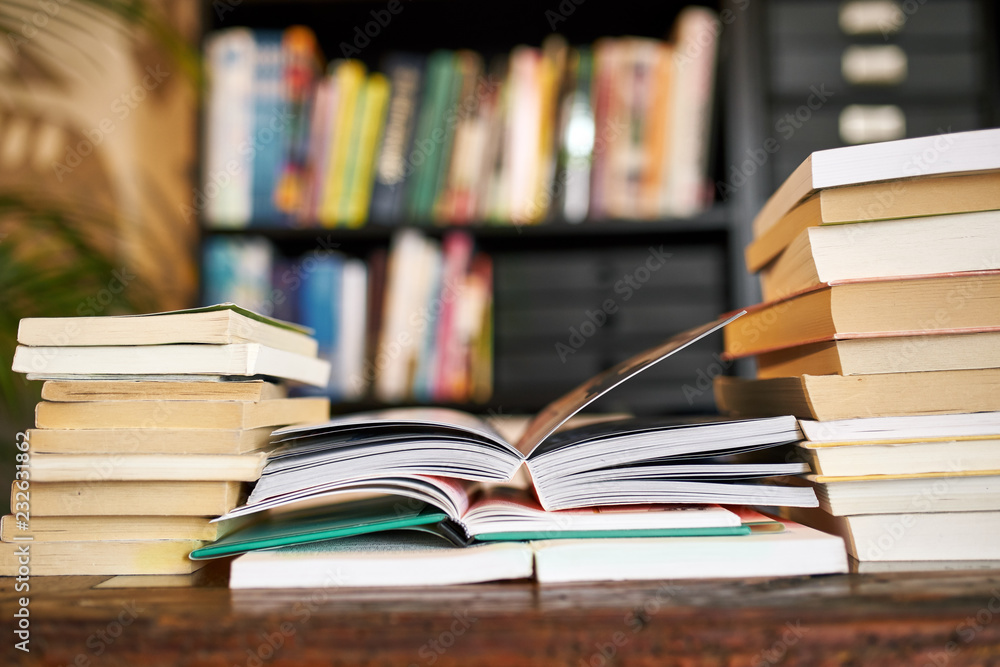 Books on a table Books on a table
