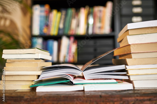 Books on a table