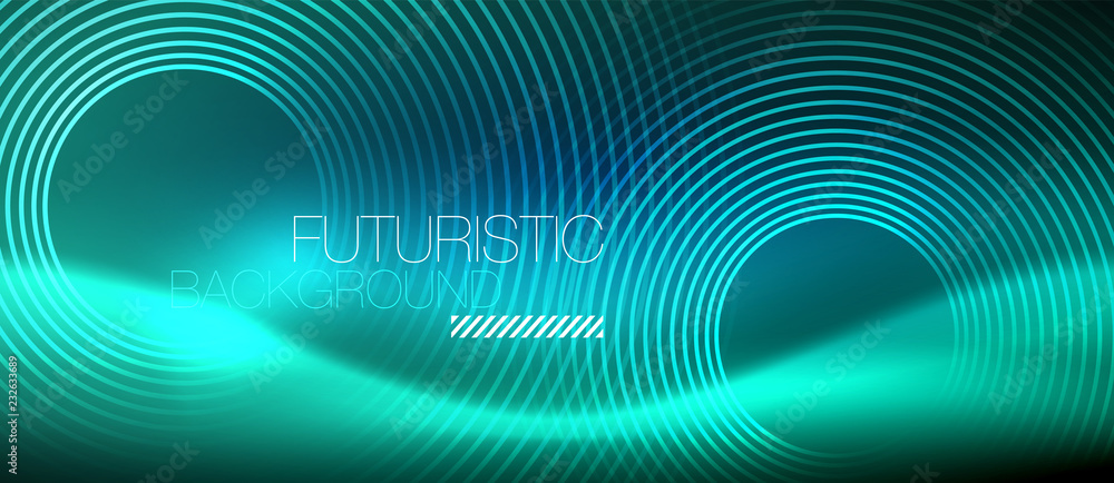 Neon glowing circles background Neon glowing circles background