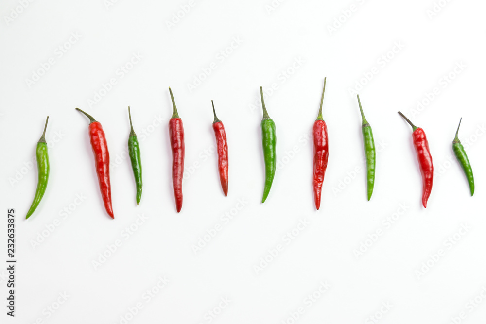 Green and red hot peppers Green and red hot peppers