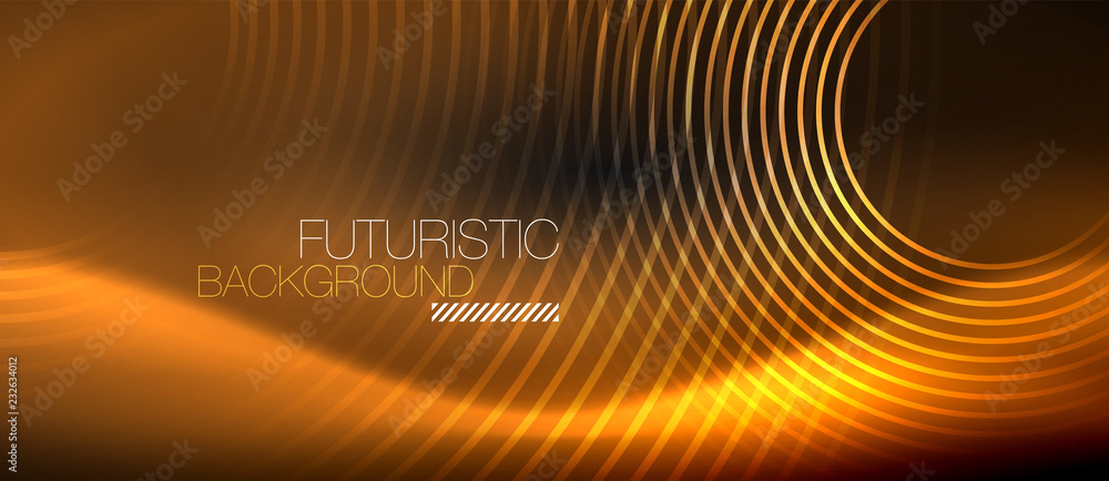 Dark abstract background with glowing neon circles Dark abstract background with glowing neon circles