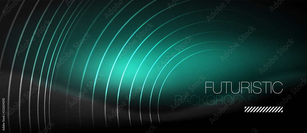 Dark abstract background with glowing neon circles Dark abstract background with glowing neon circles