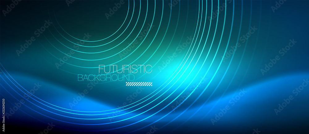 Neon glowing circles background Neon glowing circles background