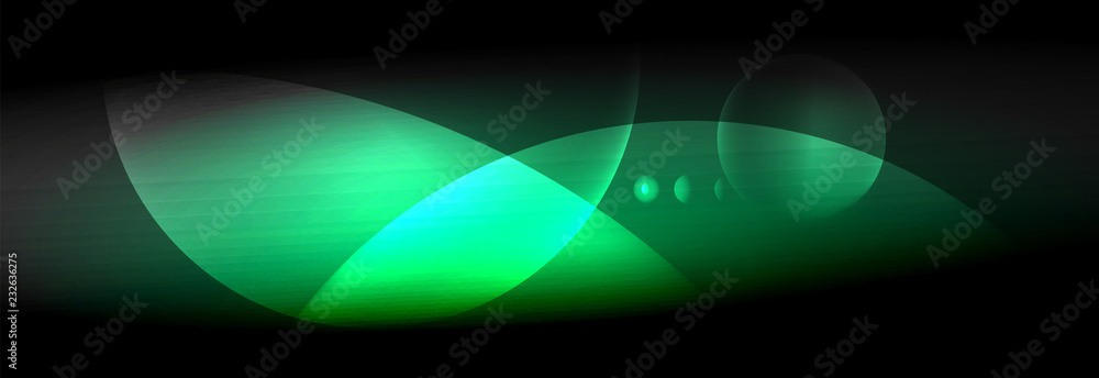 Vector blurred neon glowing circles with flowing and liquid light concept, energy magic fantastic abstract background